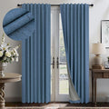 Denim Blue Living Room Black Out Curtains 63 Inch Long Insulated Thermal by Pitalk