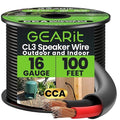 GEARit Outdoor Speaker Wire CL3 Rated, 16 Gauge Speaker Wire, Speaker Cable 100 by GEARit