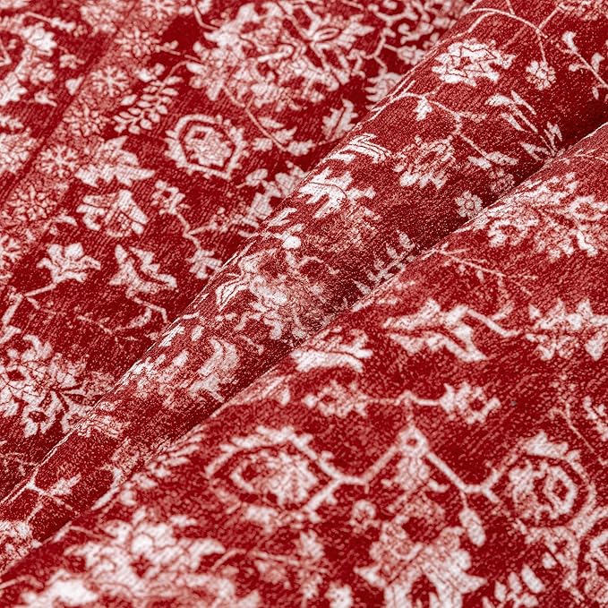Christmas Area Rug 3x5 Red Washable Office Carpet Holiday Door Mat Vintage Low - Image 7