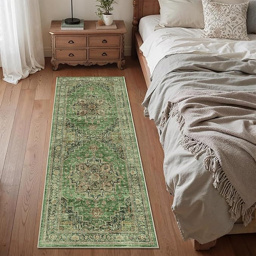 2x6 Vintage Runner Rug Low Pile Runners Non-Slip Machine Washable Rug Retro - Image 2