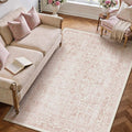 Pink Area Rug 4x6 Office Entryway Rug Machine Washable Kitchen Vintage by PureCozy