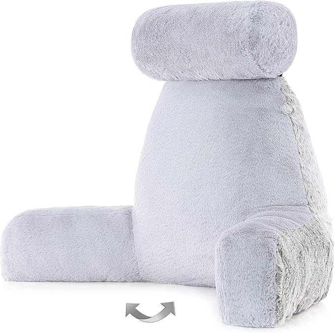 Husband Pillow XXL Rare Baby Arctic Grey Wolf Backrest, Two-Tone Reversible - Image 2