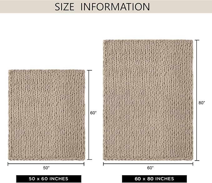 Chunky Knit Throw Blanket 60"X 80", 100% Handmade - Image 3