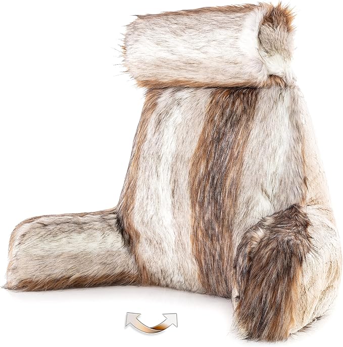 Husband Pillow Medium Rare Baby Coyote Fabulous Faux Fur Backrest, Two-Tone by HusbandPillow