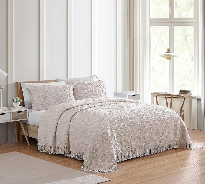 Beatrice Home Fashions Medallion Chenille Bedspread, King Sham - Image 2