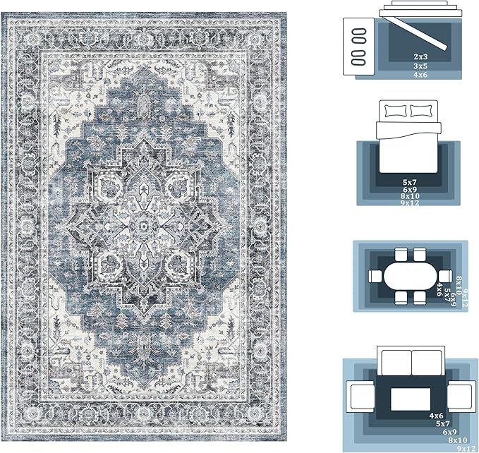 5x7 Area Rugs for Living Room Ultra-Soft Washable Rug Vintage Distressed Boho - Image 8