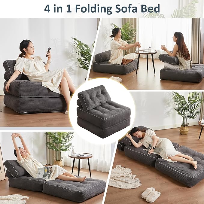 Folding Chair Bed, Futon Sofa Bed, Floor Couch - Image 3