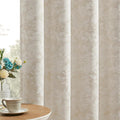 Beauoop Beige Floral Jacquard Blackout Curtains 84 Inches Long 2 Panels by Beauoop