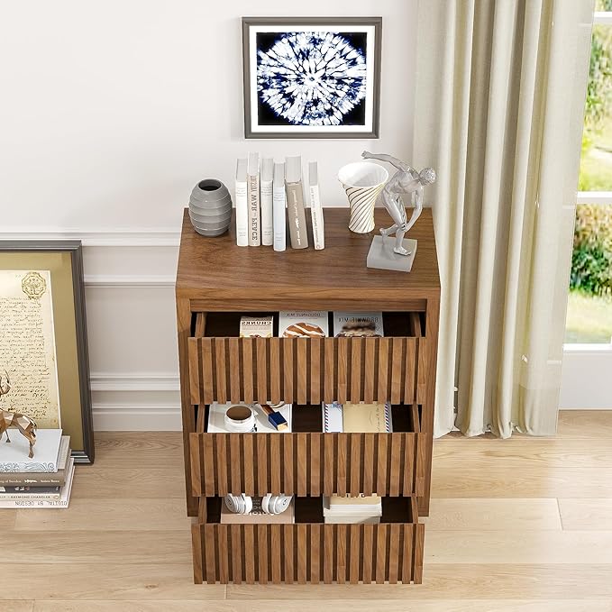 Fluted 3 Drawer Dresser, Mid Century Small Dresser - Image 5