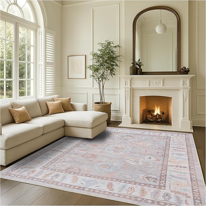 Fame Rugs Brown Modern Oushak Rug 5x7, Washable Vintage Turkish Colorful by FameRugs