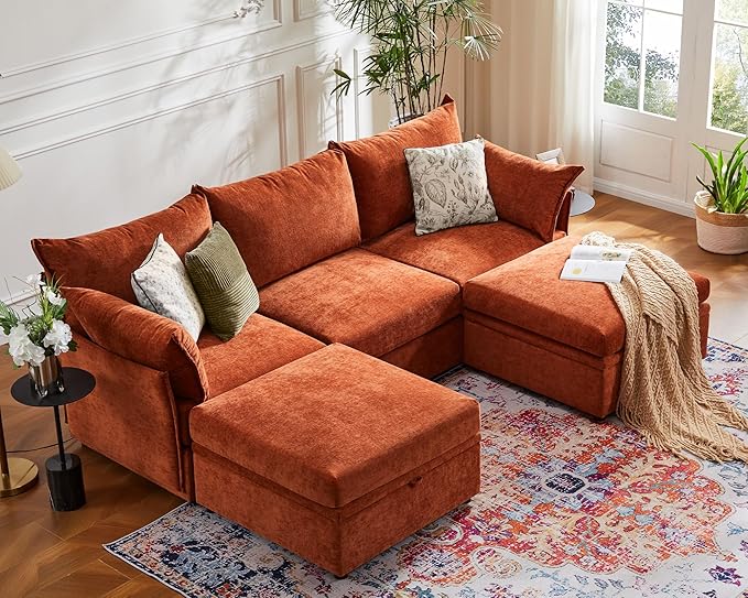 ABCASA 102.6" U Shaped Modular Sectional Sofa, 5 Seater Couch by ABCASA