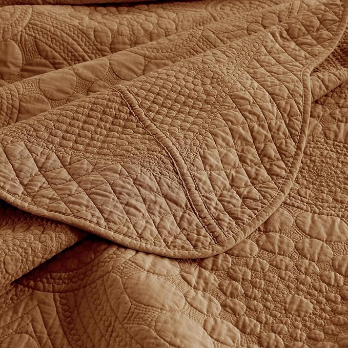 MarCielo 3-Piece 100% Cotton Oversized Bedspread Lightweight Quilt Coverlet - Image 7