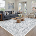 Navy Blue Area Rug 5x7 Machine Washable Vintage Living Room Distressed Non Slip by PureCozy