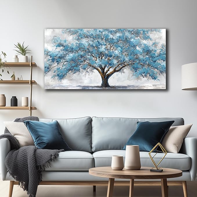 JuhaiArt Teal Wall Decor Tree Wall Art - Image 5