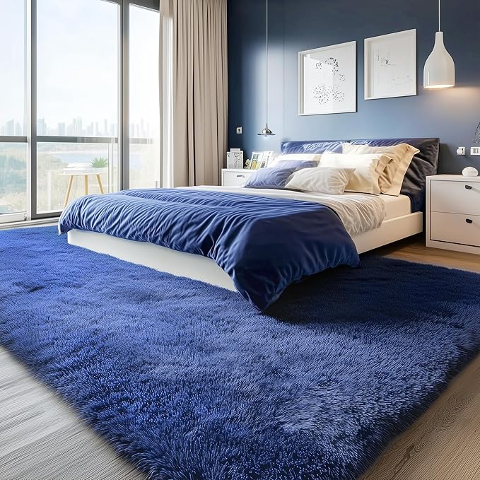 PAGISOFE Blue Rug 4x6 Ft Fluffy Shag Rugs - Image 5