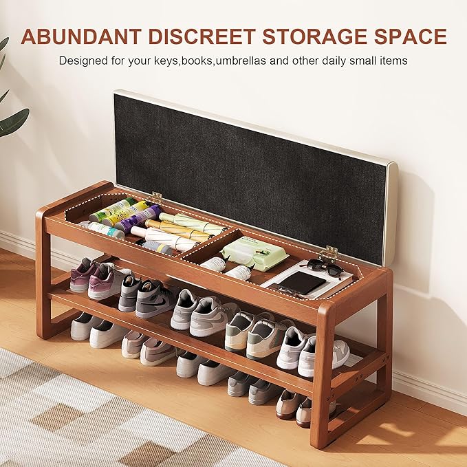 Shoe Bench Storage Rubberwood - Image 3