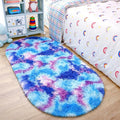Noahas Oval Fluffy Purple Rainbow Rug 2.6X5.3 Small Kids Rugs by ModernHomeDecor