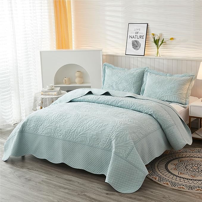 MarCielo 3-Piece 100% Cotton Oversized Bedspread Lightweight Quilt Coverlet - Image 6