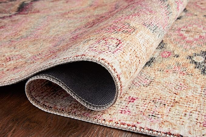 Loloi Layla Collection LAY-17 Pink/Lagoon 7'-6" x 9'-6" .13" Thick Area Rug - Image 6