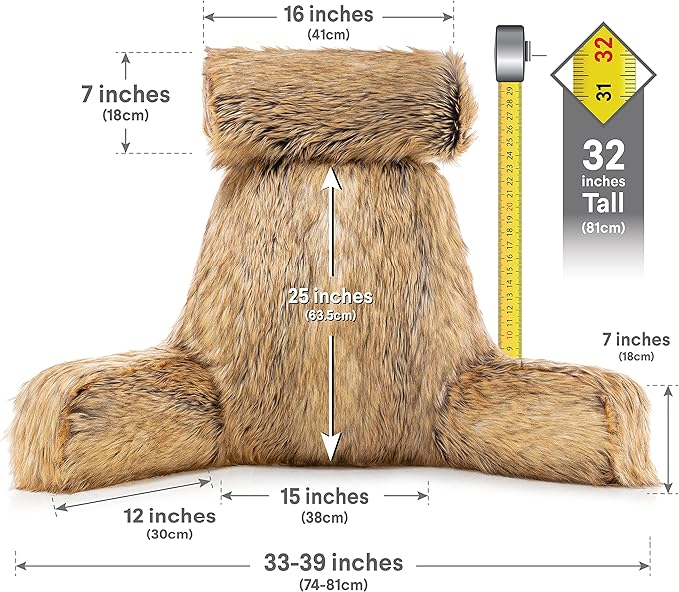 Husband Pillow XXL Ultra Rare Baby Amber Fox Fabulous Faux Fur Backrest - Image 4
