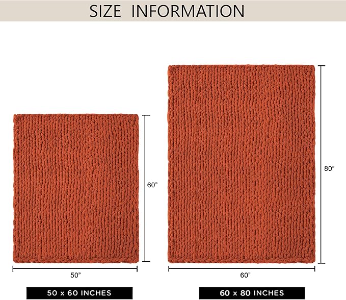 Chunky Knit Throw Blanket 50"X 60", 100% Handmade - Image 3