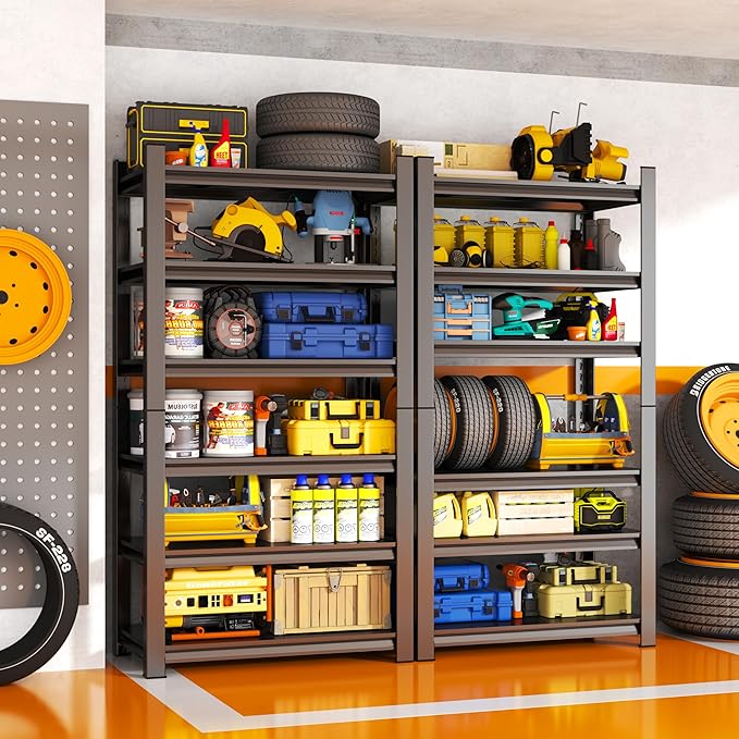 Storage Shelves, Garage Metal Shelving Unit, Adjustable, Double-Layer Column - Image 7