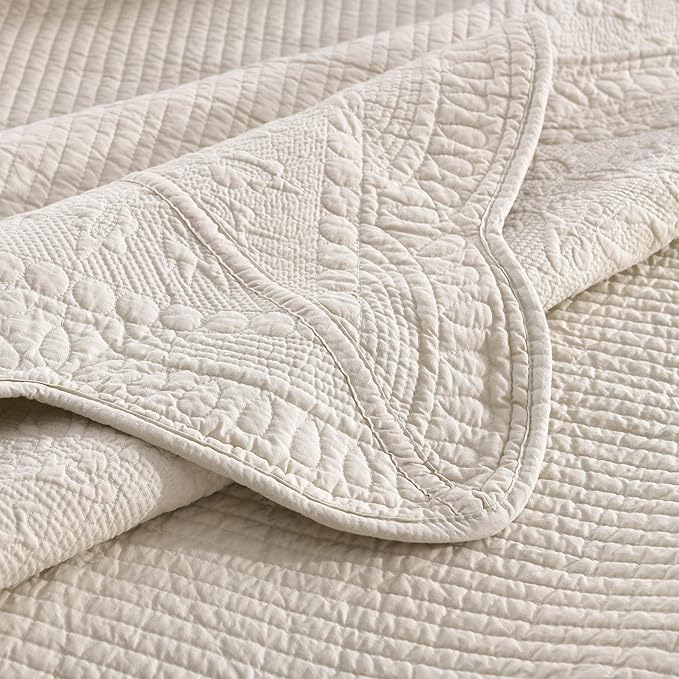 MarCielo 3-Piece 100% Cotton Oversized Bedspread Lightweight Quilt Coverlet - Image 4