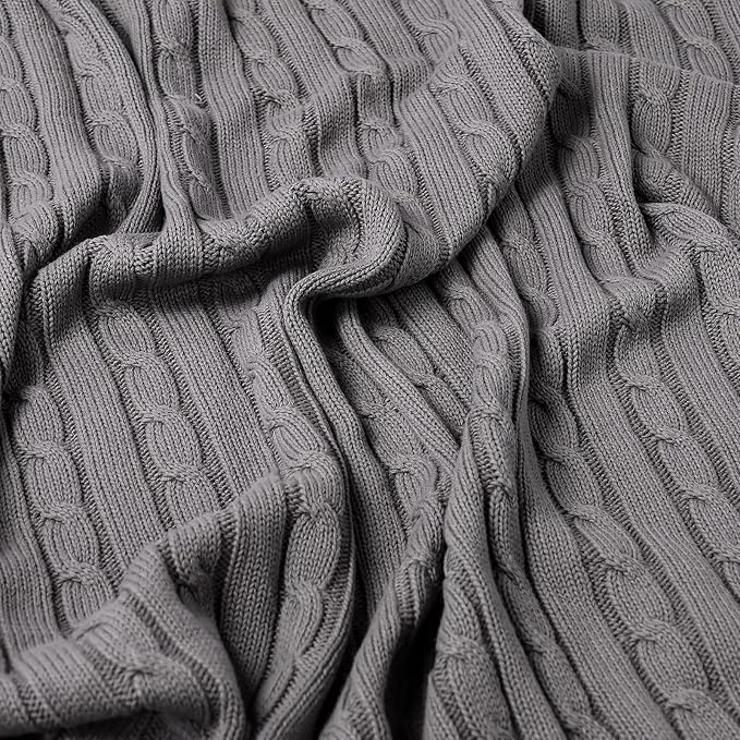 100% Cotton Cable-Knit Throw Blanket: 60" x 70", Ultra Soft, Breathable - Image 7
