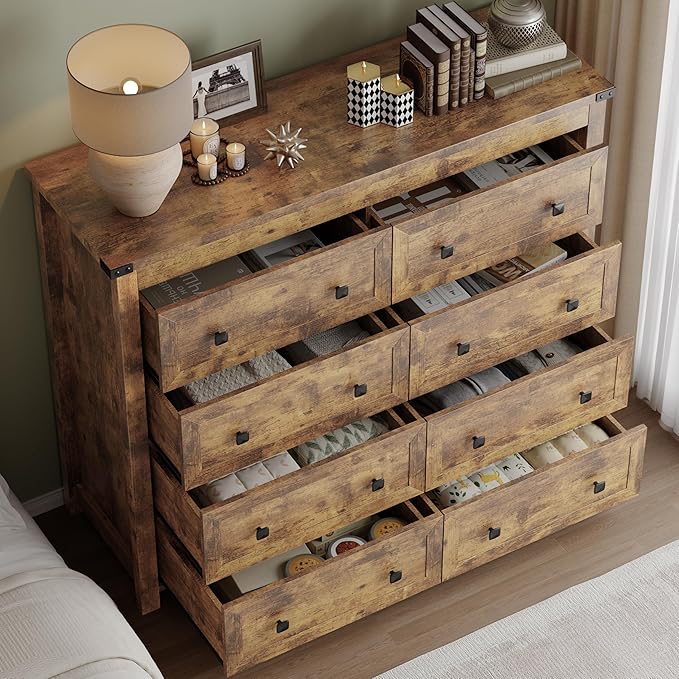 Tall 8-Drawer Dresser, Modern Wooden Storage Chest of Drawers, Dresser TV Stand - Image 4