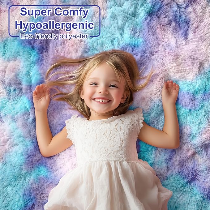 PAGISOFE 8x10 Area Rug, Cute Kawaii Purple Rainbow Rug - Image 2