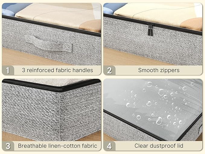 2-Pack Under Bed Storage Containers, 4.5 Inches Tall Low Profile Underbed - Image 5