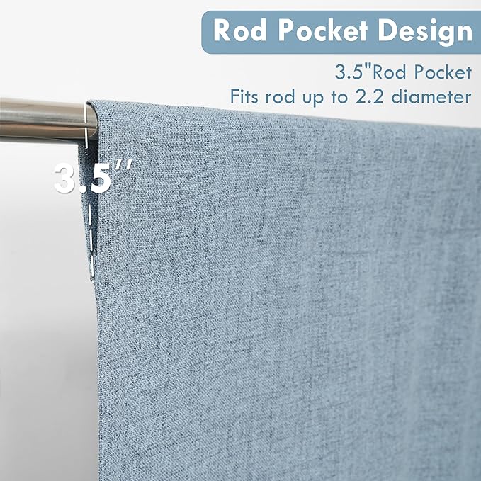 DriftAway Double Layer Linen Blackout Tie Up Curtains Thermal Insulated Fully - Image 3