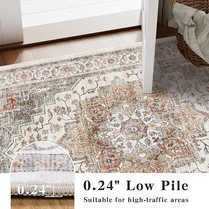6x9 Area Rugs for Living Room Ultra-Soft Washable Rug Vintage Distressed Boho - Image 5