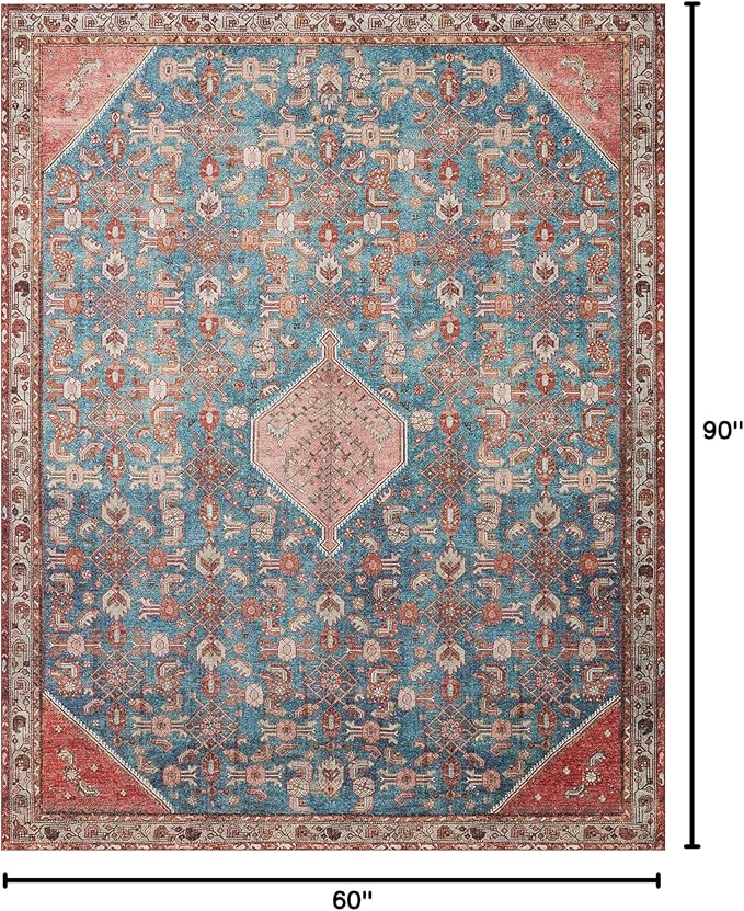 Loloi Layla Collection LAY-10 Marine/Clay 5'-0" x 7'-6" .13" Thick Area Rug - Image 2