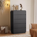 Tall Dresser for Bedroom with 5 Drawers, Fluted Chest of Drawers with Round by BORNOON