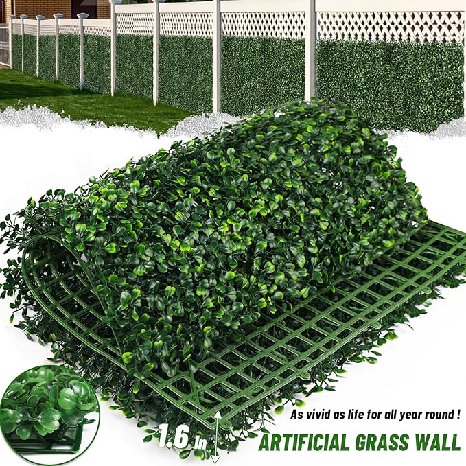Artificial Ivy Privacy Fence Screen, 40X120 in UV-Anti Faux Boxwood Roll Panels - Image 5