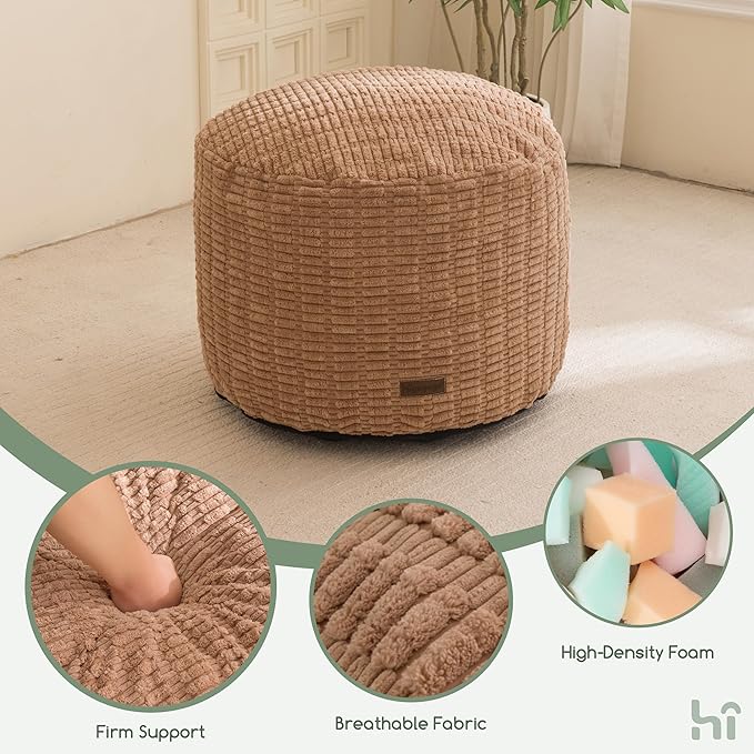 HIGOGOGO Pouf Ottoman Stuffed Round Modern Foam Filled Foot Rest Poufs - Image 6