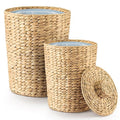Set of 2 Wicker Trash Can with Lid by TIDITA