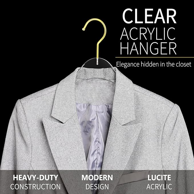 15 Pack Premium Quality Clear Acrylic Clothes Hangers - Image 2