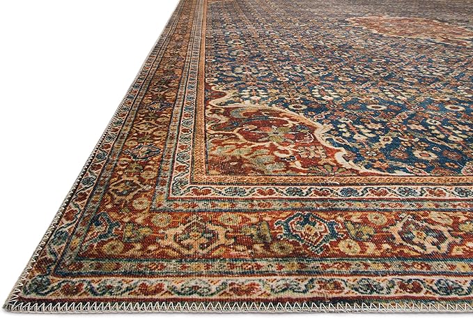 Loloi Layla Collection LAY-09 Cobalt Blue/Spice 5'-0" x 7'-6" .13" Thick Area - Image 4
