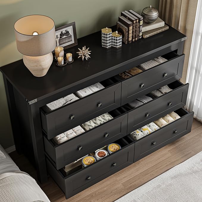 6-Drawer Dresser, Modern Wooden Storage Chest of Drawers, Dresser TV Stand - Image 4