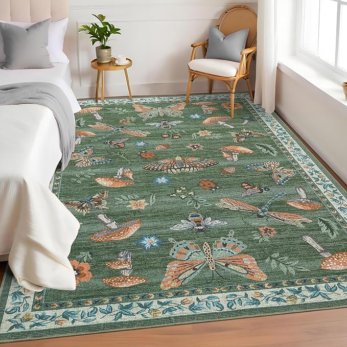 Mushroom Washable Rug 5x7 Area Rugs - Image 6