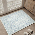Blue Entryway Area Rug 2x3 Door Mat Machine Washable Kitchen Vintage Distressed by PureCozy
