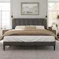 Queen Size Bed Frame with Fabric Upholstered Headboard, Platform Bed with by HAOARA