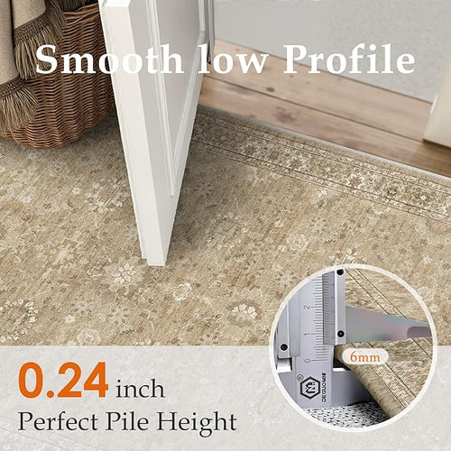 2x3 Brown Entryway Area Rug Machine Washable Doormat Kitchen Vintage Distressed - Image 2