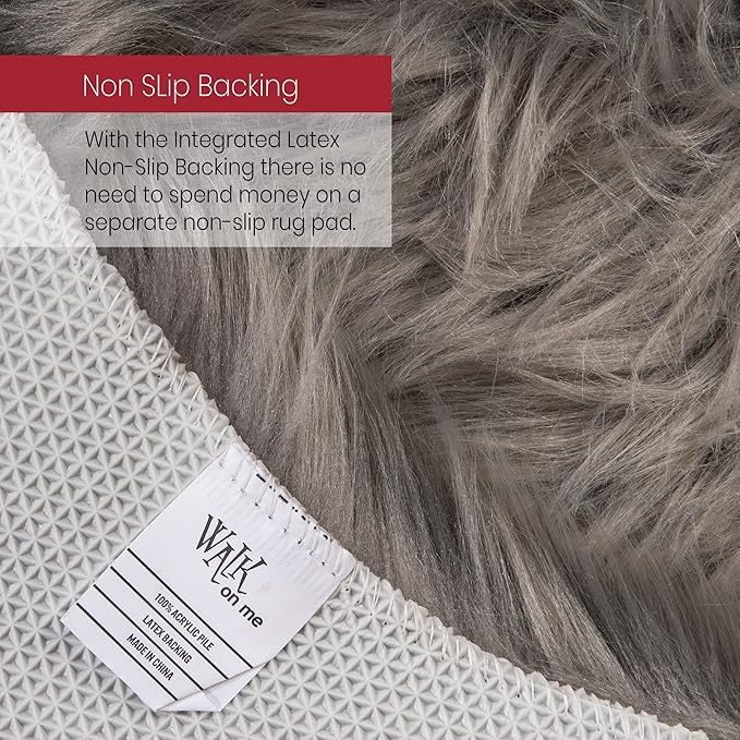 Silky Soft Faux Fur Rug, 2 ft. x 6 ft. Gray Fluffy Rug, Sheepskin Area Runner - Image 5