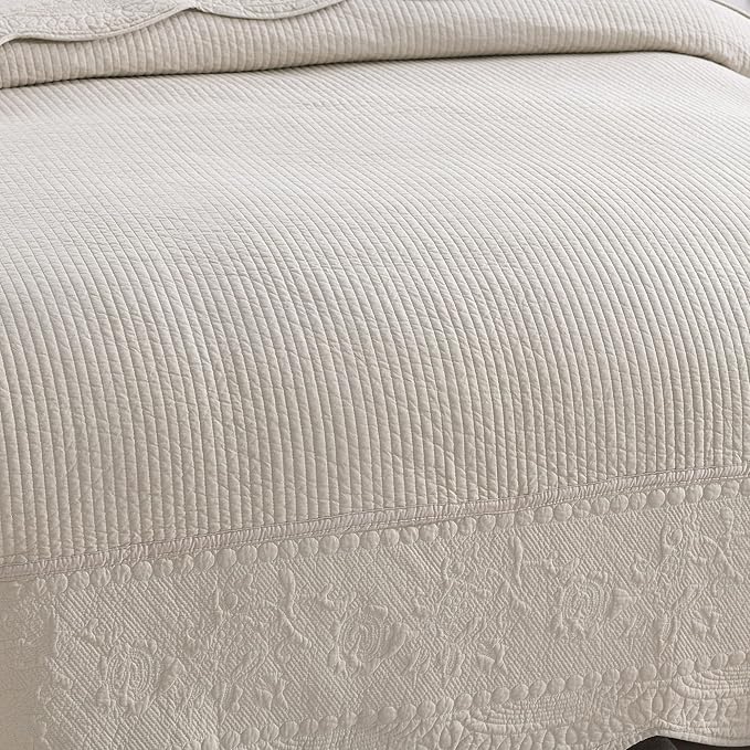 MarCielo 3-Piece 100% Cotton Oversized Bedspread Lightweight Quilt Coverlet - Image 2
