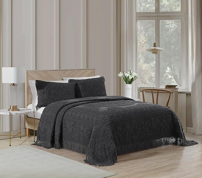 Beatrice Home Fashions Medallion Chenille Bedspread, King Sham - Image 2