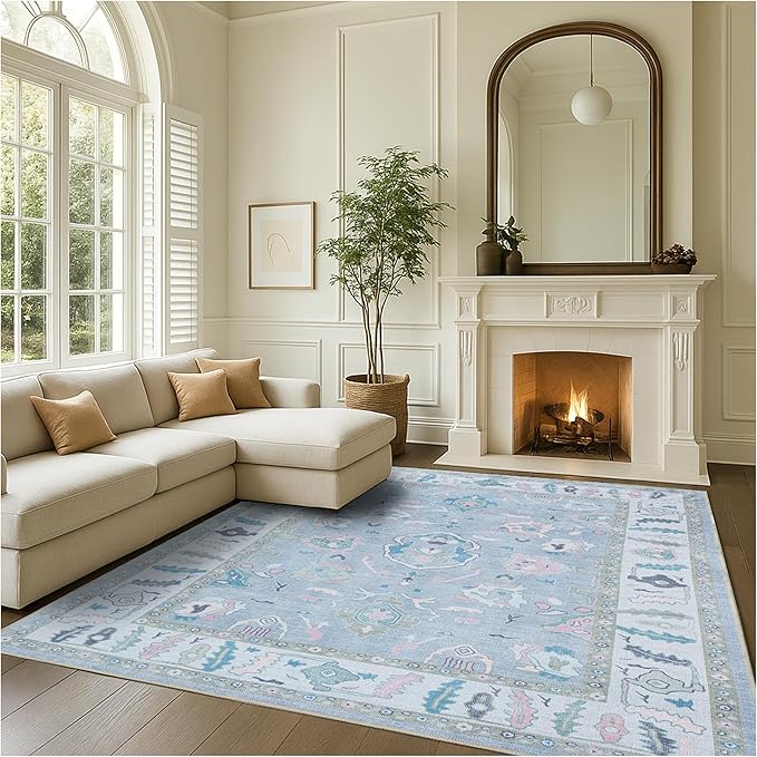 Fame Rugs Lavender Modern Oushak Rug 10x13, Vintage Turkish Colorful Oriental by FameRugs