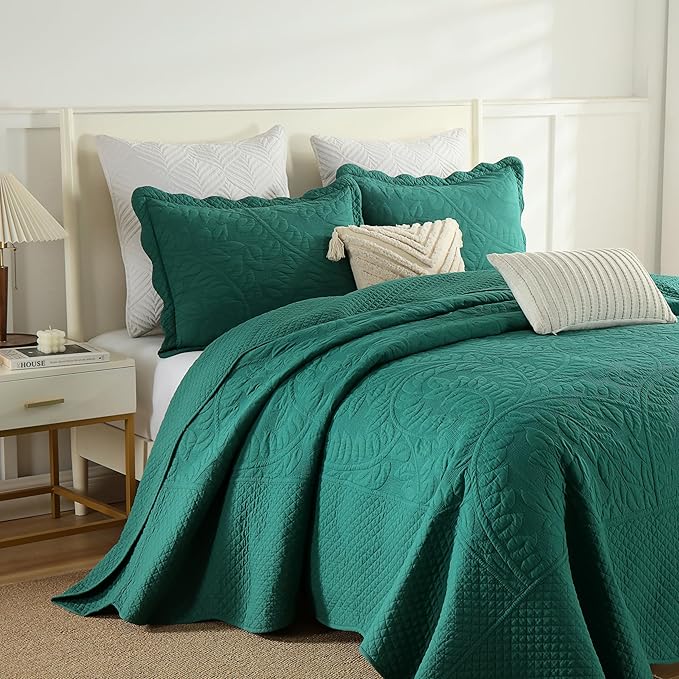 MarCielo 3-Piece 100% Cotton Oversized Bedspread Lightweight Quilt Coverlet - Image 2